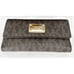 Michael Kors Women's Jet Set Large Checkbook Wallet Brown Signature MK Monogram