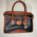 Vintage Dooney & Bourke Handbag Satchel Black Brown Pebble Leather Top Handle