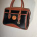 Vintage Dooney & Bourke Handbag Satchel Black Brown Pebble Leather Top Handle