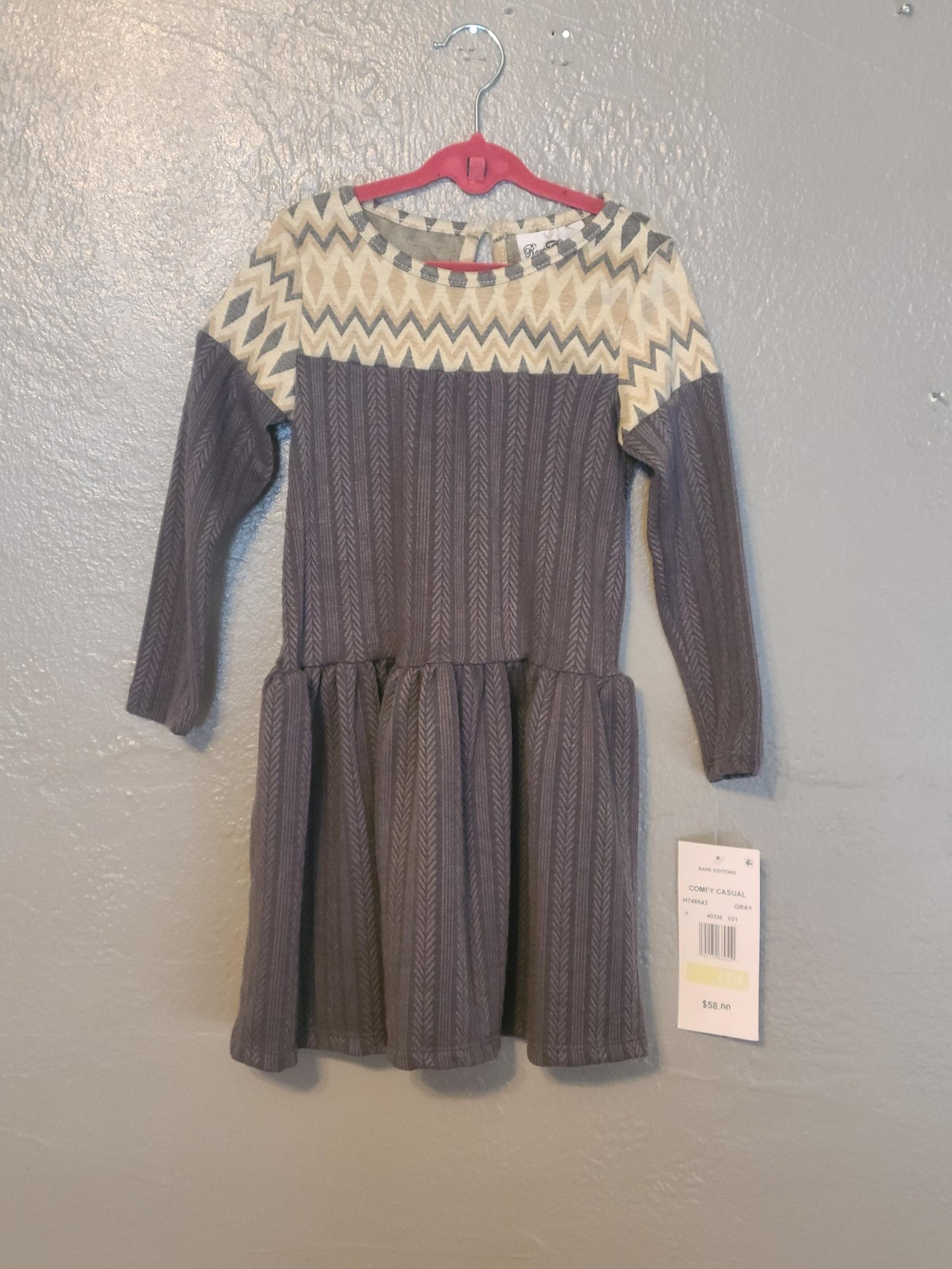 comfy casual girls 4T gray long sleeve dress NWT - Rare Editions