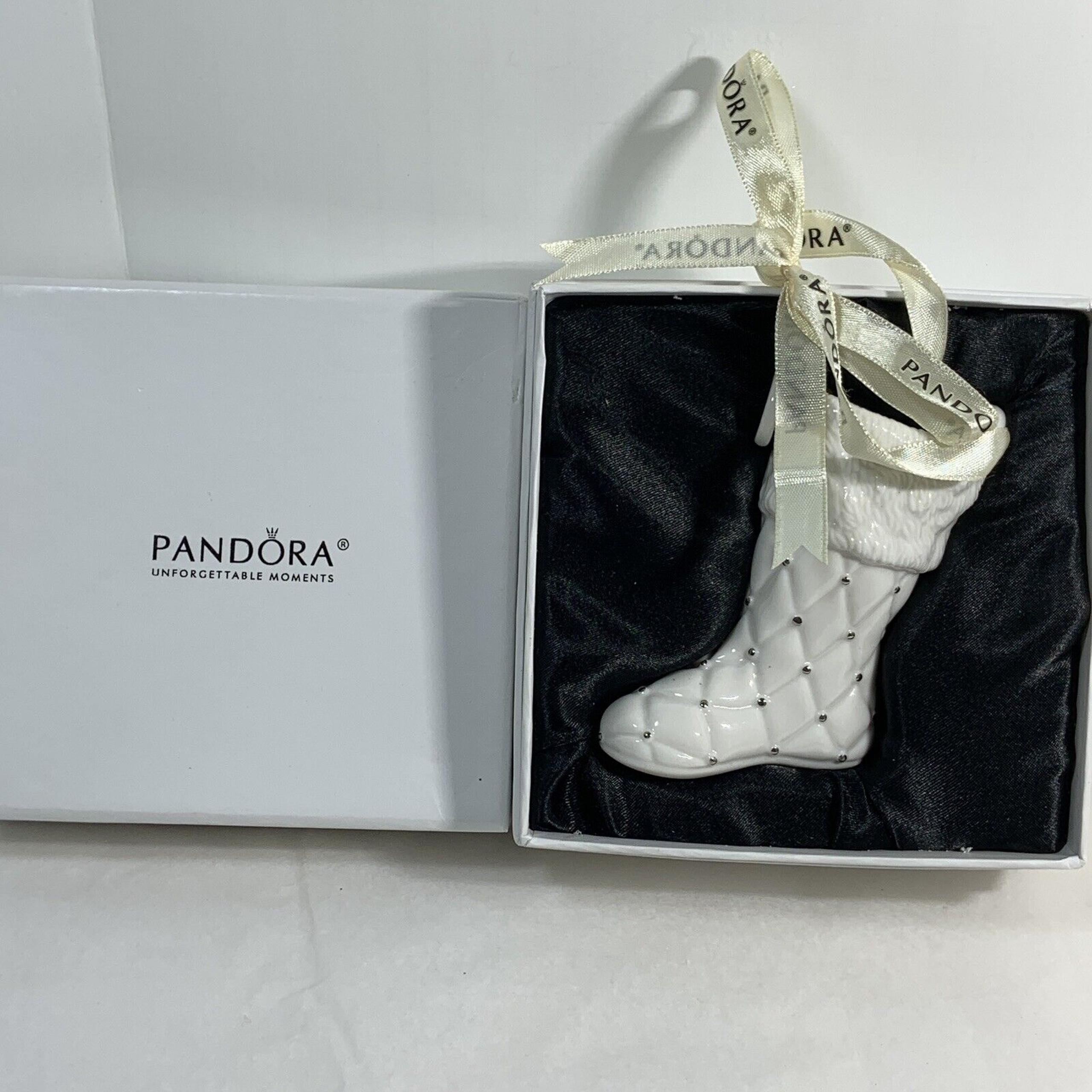 PANDORA 2012 Porcelain Christmas Ornament Stocking Gold Accents Orig Box
