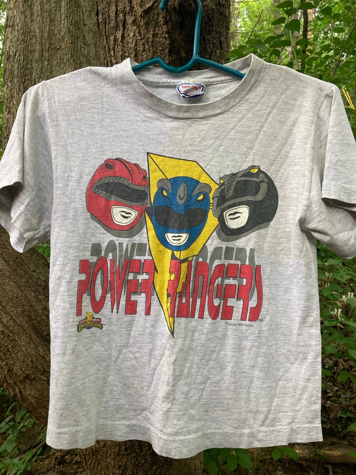 Vintage 1994 Single Stitch Saben Power Rangers T-Shirt Youth Large Gray RARE!