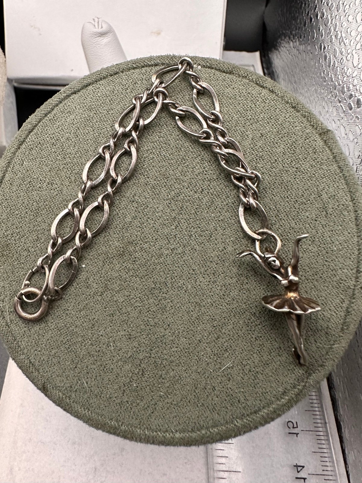 Vintage Sterling Sun West Ballerina Charm Figaro Bracelet