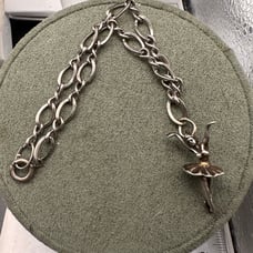 Vintage Sterling Sun West Ballerina Charm Figaro Bracelet