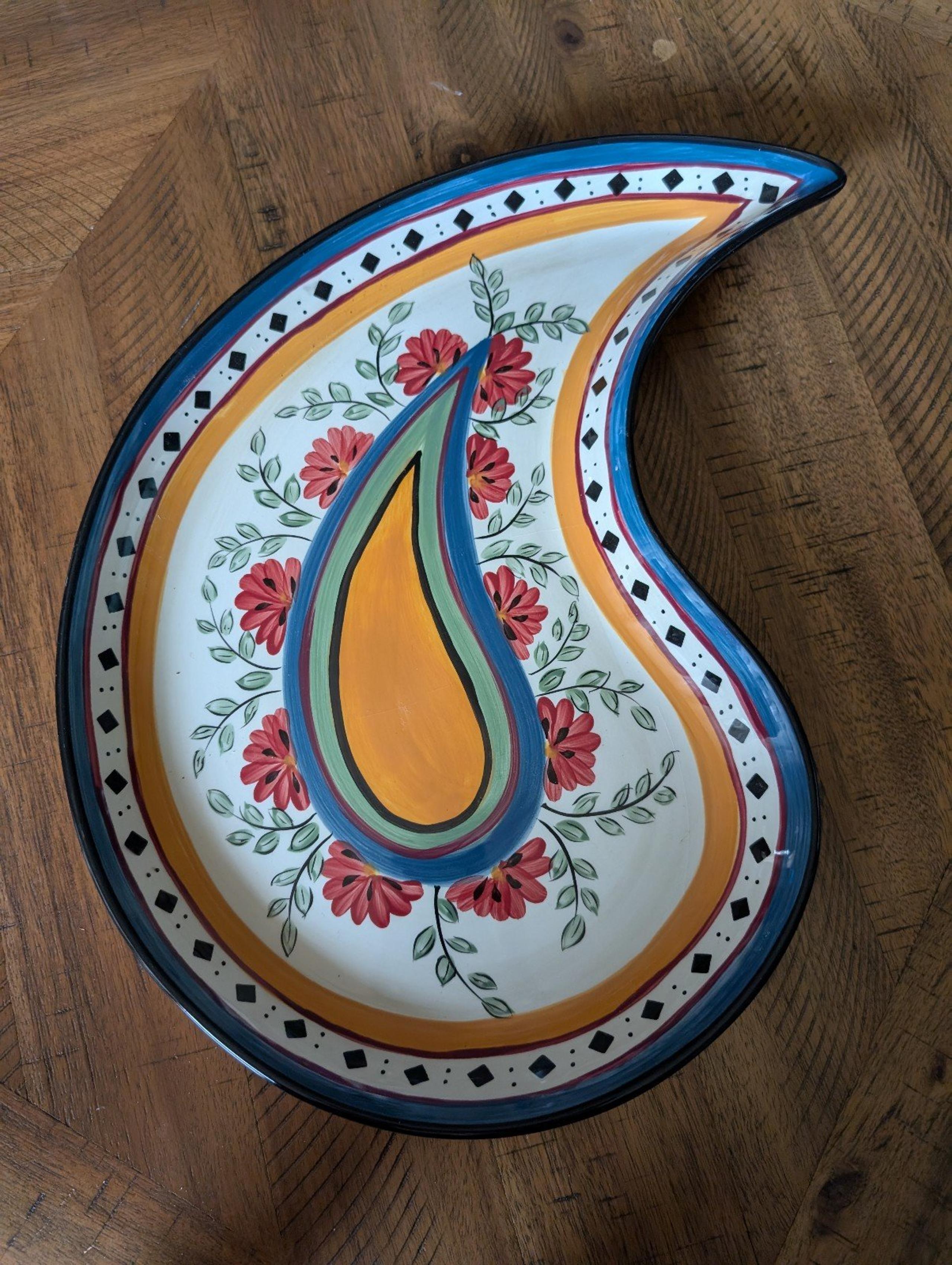 Pier 1 Alexandria Floral Paisley Oval Teardrop Serving Platter Thanksgiving - Pier One