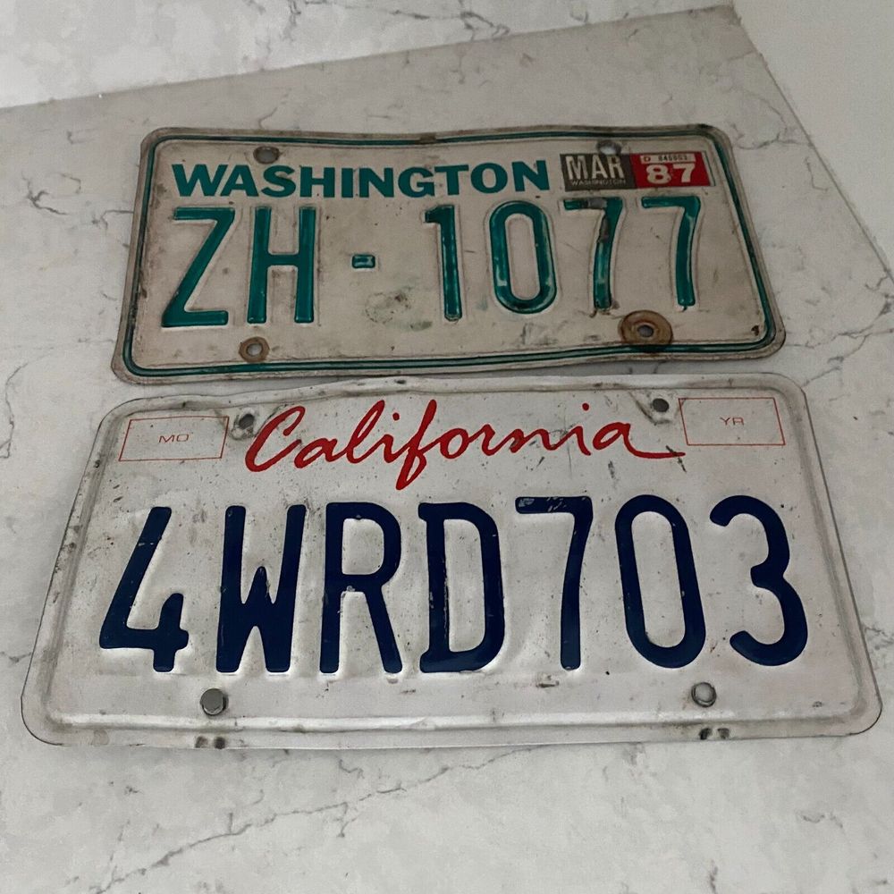US State of Washington and California Motor Vehicles License Plate Lot of 2