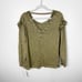Anthropologie Pilcro Ruffled Open Back Top in Moss Green 100% Cotton Size Small