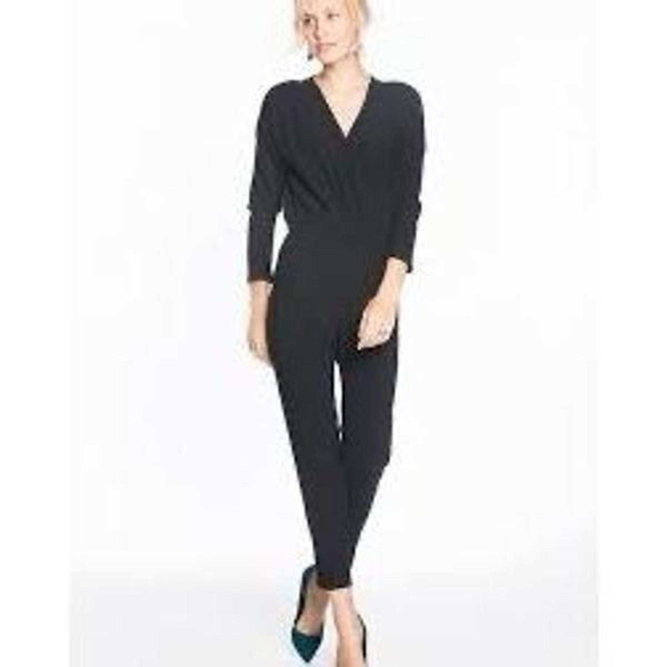 Marine Layer Nellie Black Crepe Jumpsuit Sz M Pockets Elastic Waist