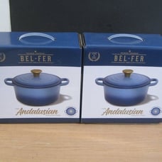 2 Cast Iron Dutch Ovens BRL-FER 2 Qt. Double Enamel Coated New Box