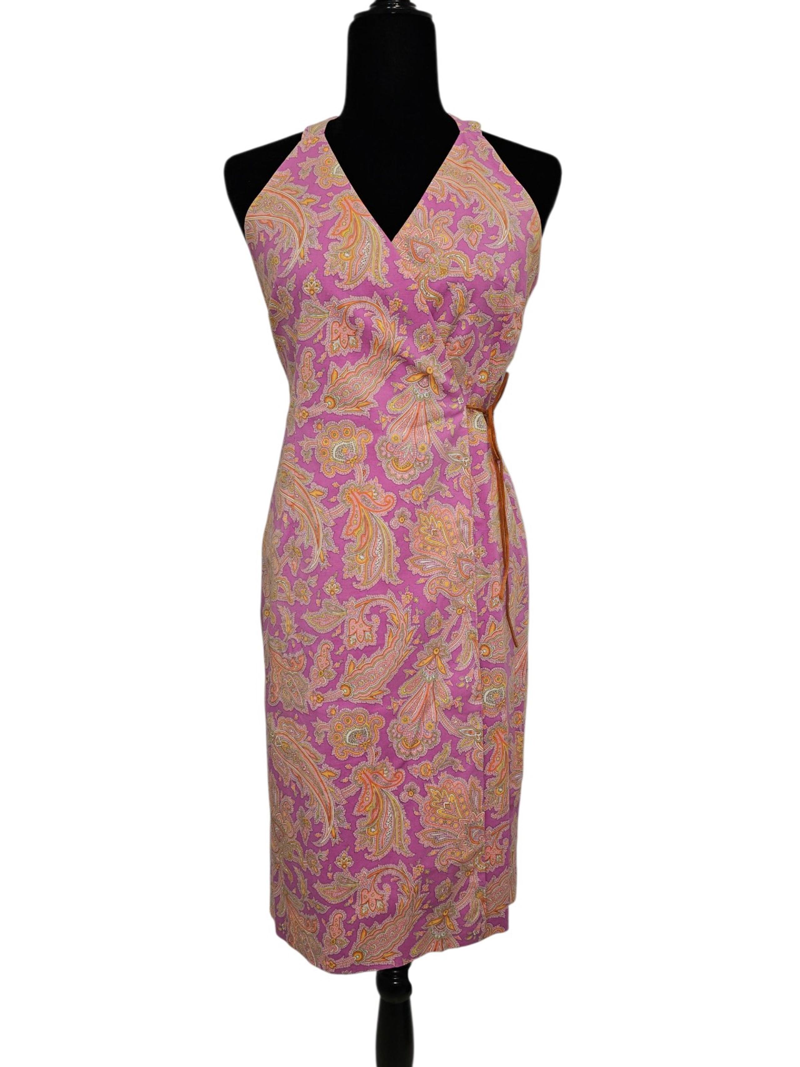 Harold's, Women's Size 2, Paisley Pink and Orange Halter Dress