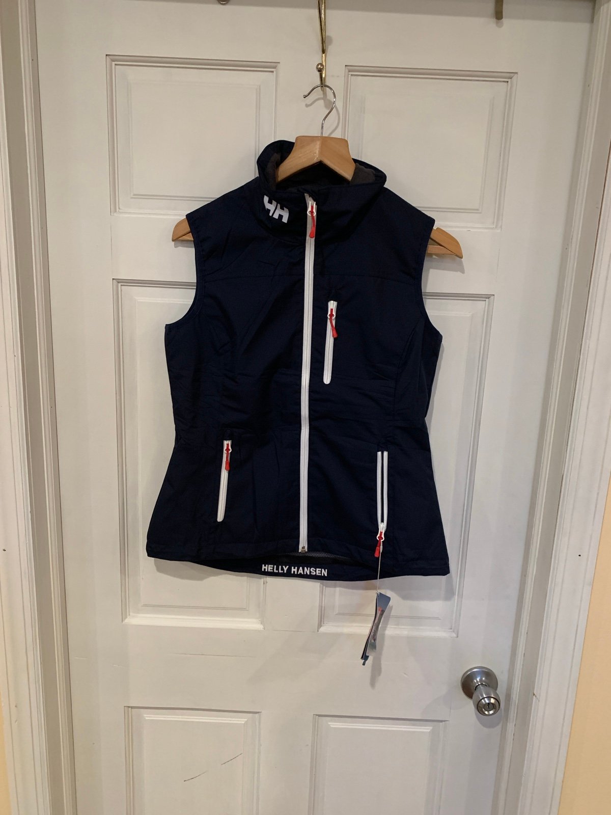 NWT Helly Hansen Women Crew 2.0 Sailing Vest Small Navy Full Zip Logo Cbg