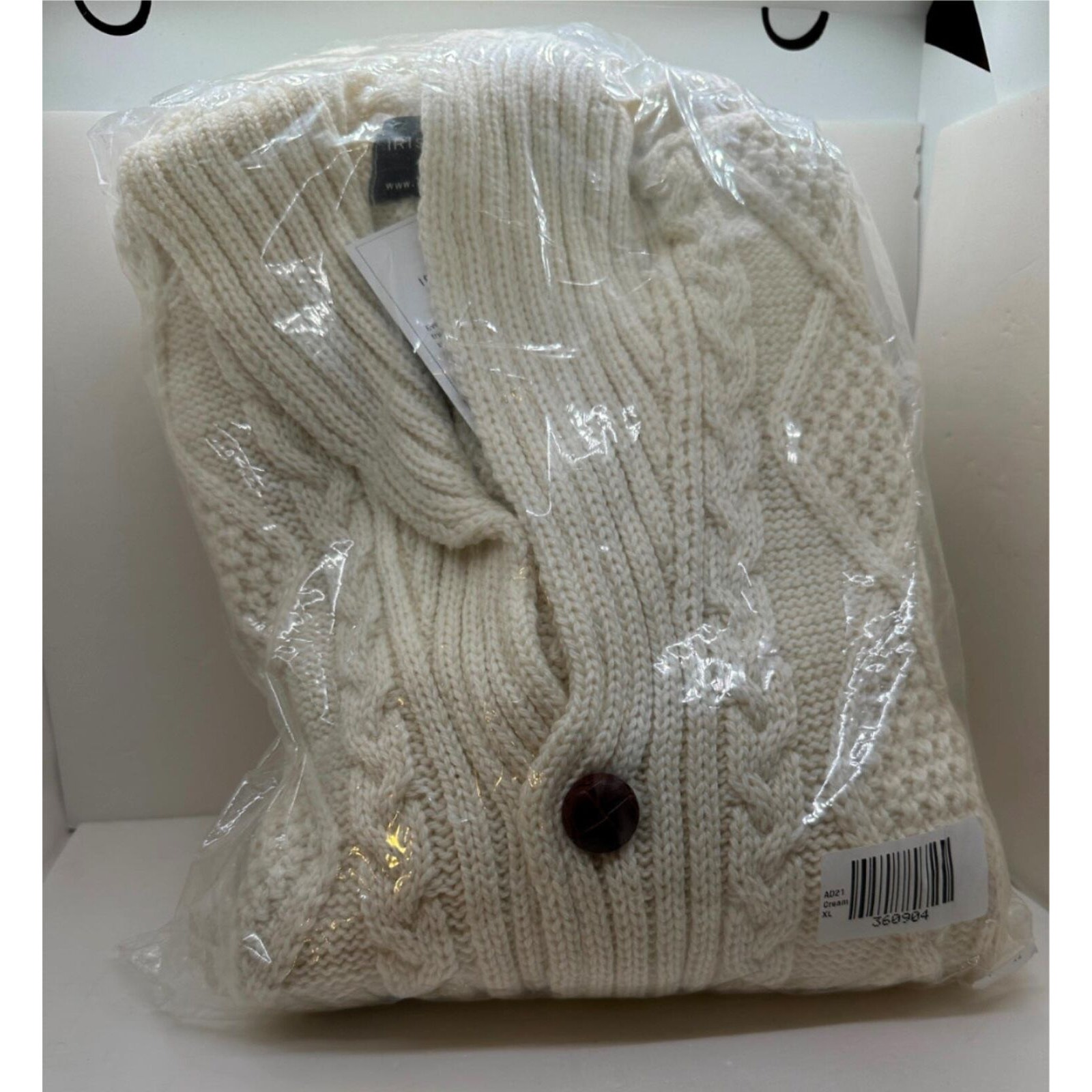 The Irish Store - 100% Merino Wool Handknit Mens's Sweater XL NEW Ivory