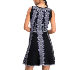 Nanette Lepore Sweater Knit Mystical Stitch Dress | Black Multi, M, 448 NWOT