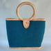 Teal Blue/Green Market Straw Bucket Tote