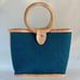 Teal Blue/Green Market Straw Bucket Tote