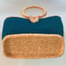 Teal Blue/Green Market Straw Bucket Tote