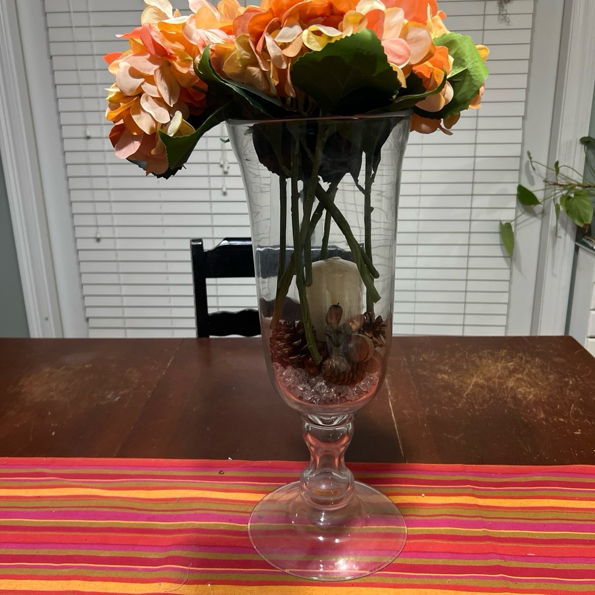 Large glass footed vase 20” x 8”