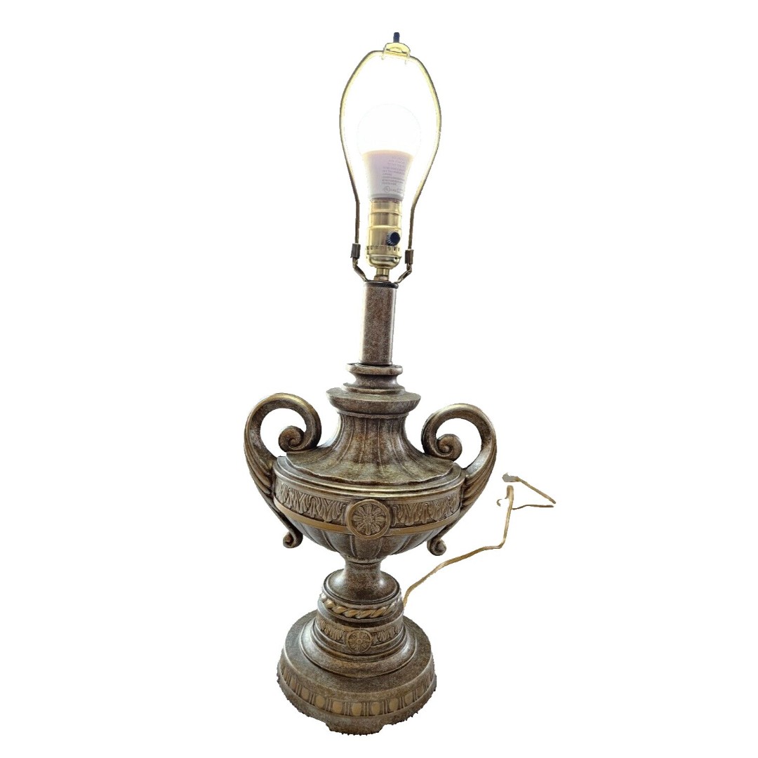 Vintage Table Lamp Metal Trophy Style Lamp, Antique-Style Lamp, 27in Height