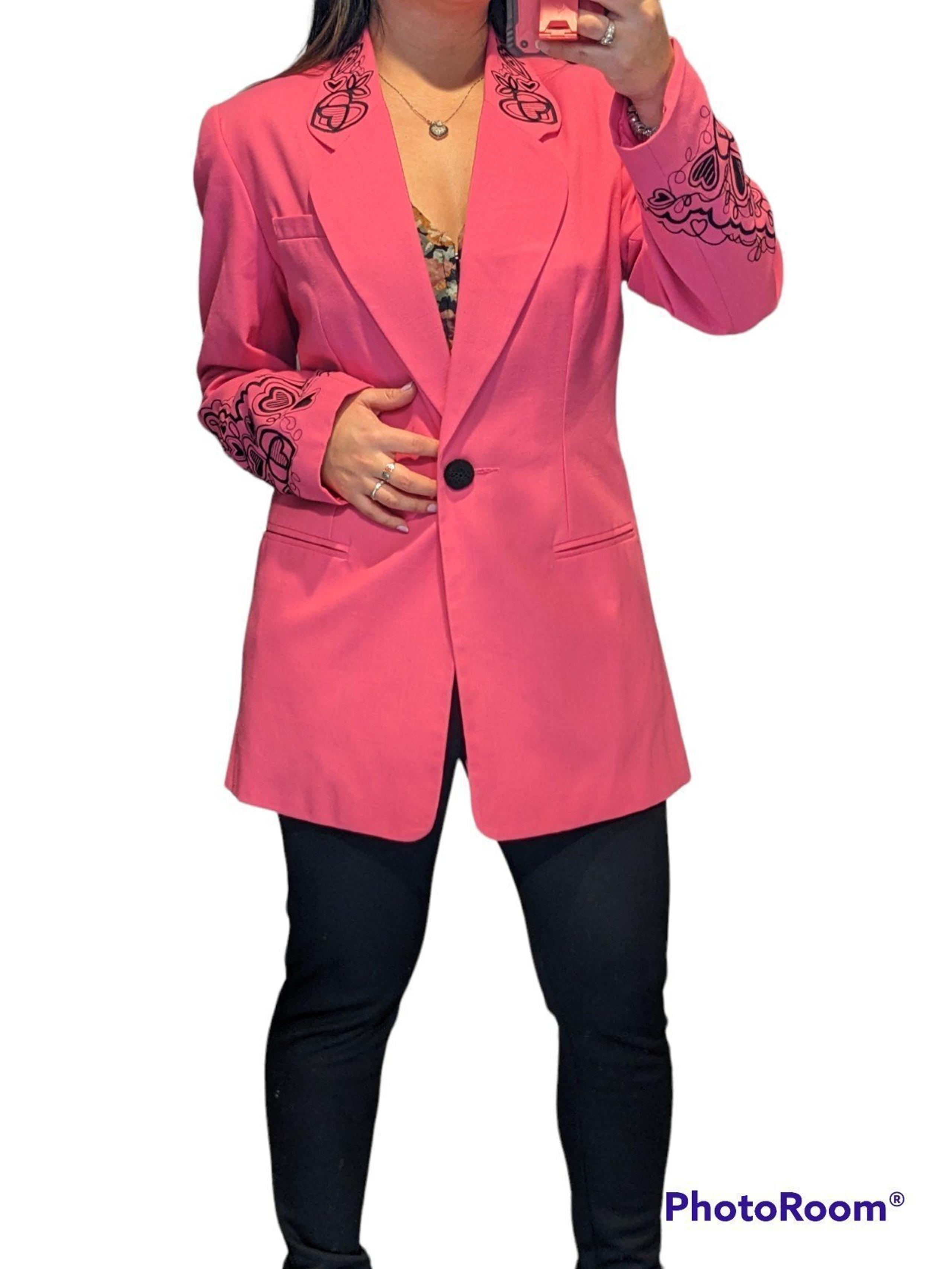 Executive collection Blazer Hot pink with black embroidered