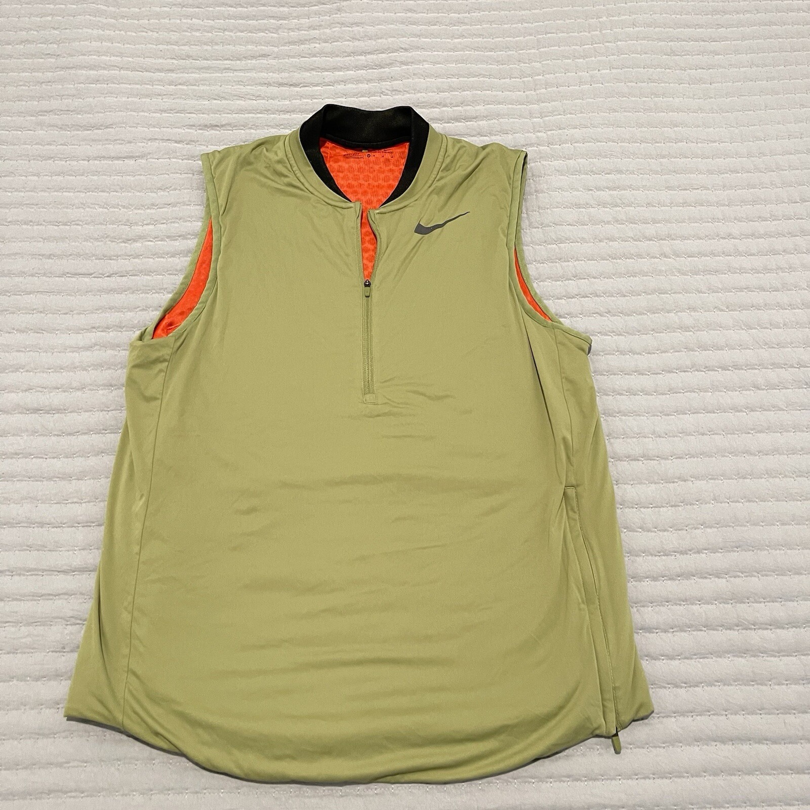 Nike Golf Dri Fit Vest Mens Sz M Green 1/4 Zip Pullover Sleeveless Aeroswift
