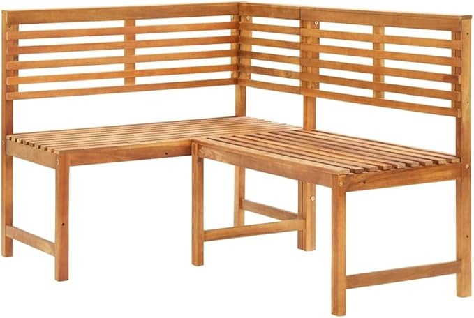 Acacia Wood Patio Corner Bench - Rustic Brown, 55.1 Solid Wood #UIC#4214