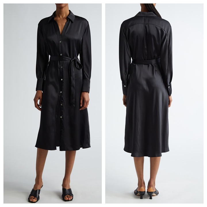 Vince Nouveau Magnolia Long Sleeve Satin Shirtdress