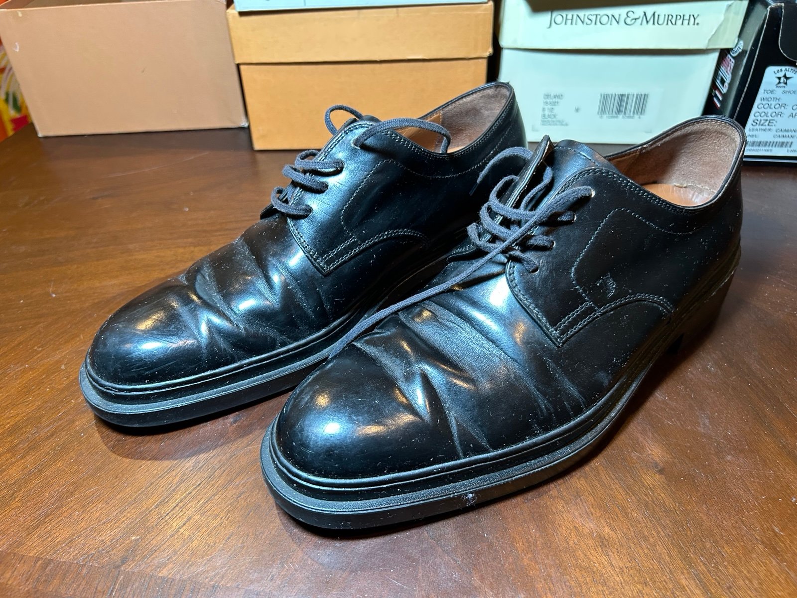 Tods Mens Dress Shoes Black Leather Good Used Conditions