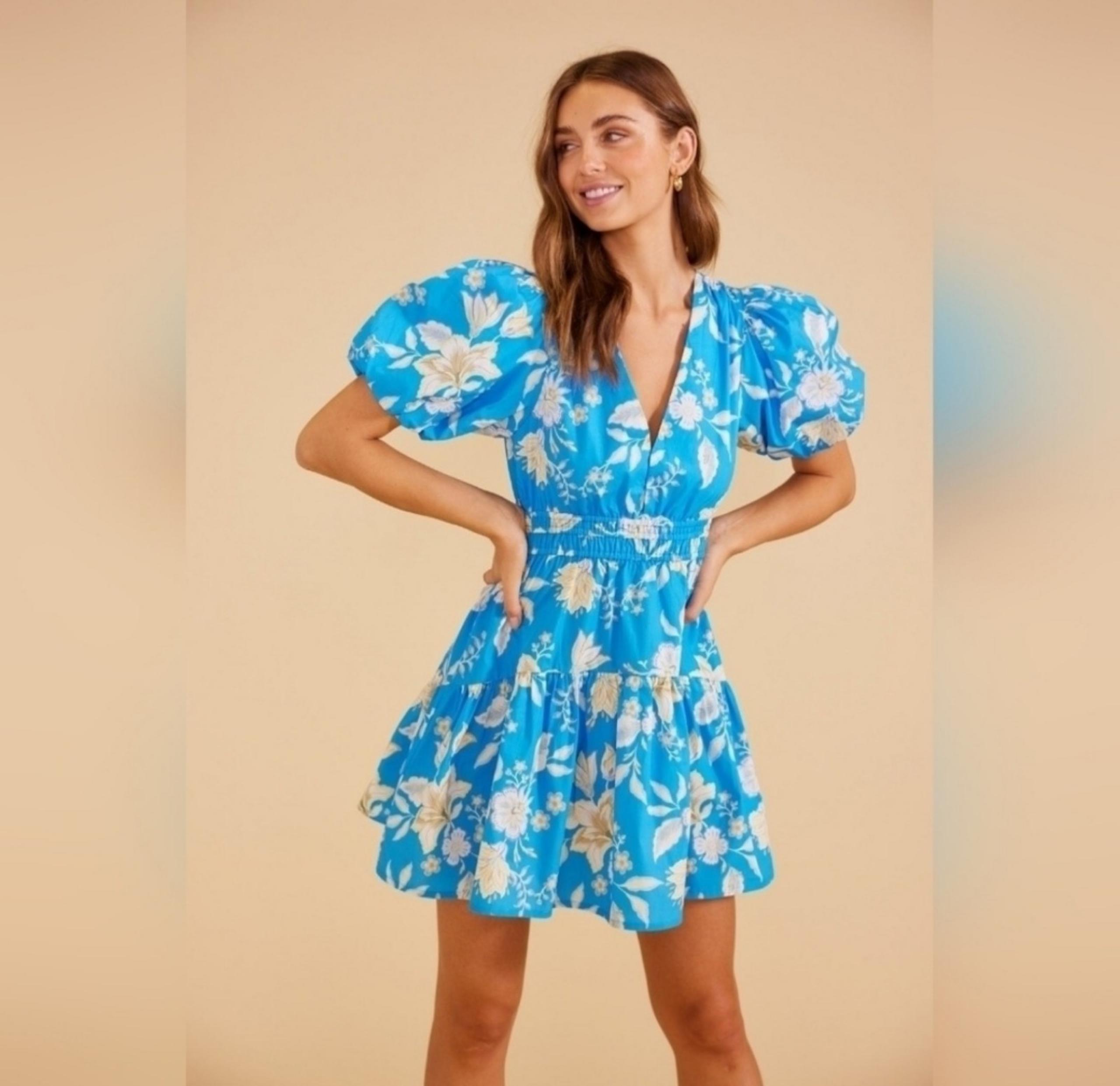 MINKPINK blue floral mini dress