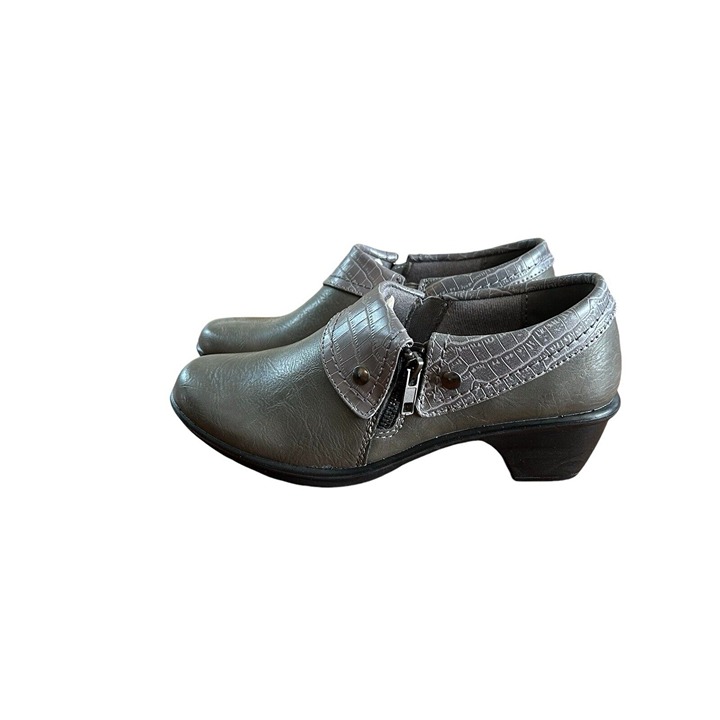 Easy Street Women's Comfort Mule Gray NEW Zips Womens Size 7 M Heels