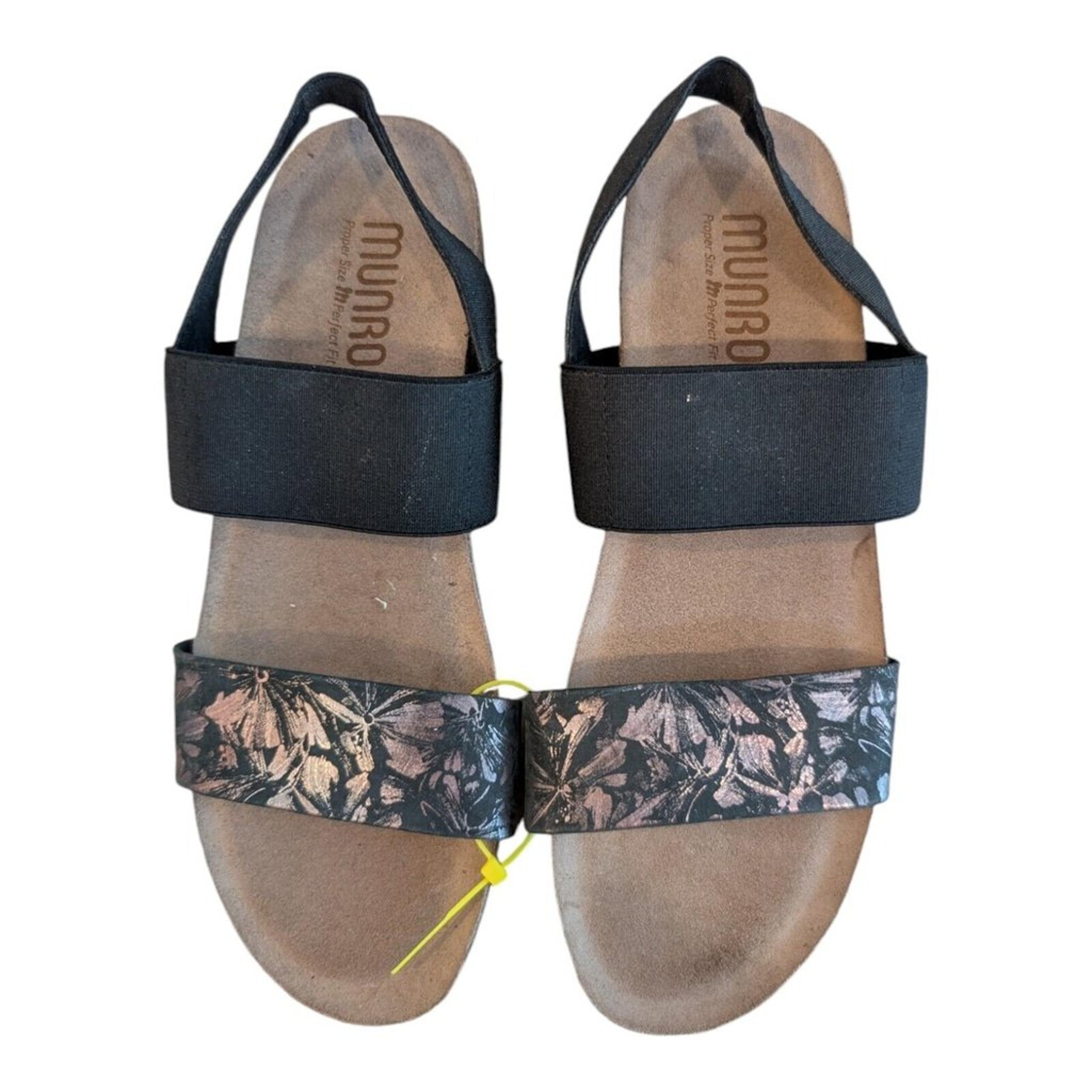Munro Womens Pisces Heel Slingback Leather Dark Floral Sandals Size US 7 SS GUC