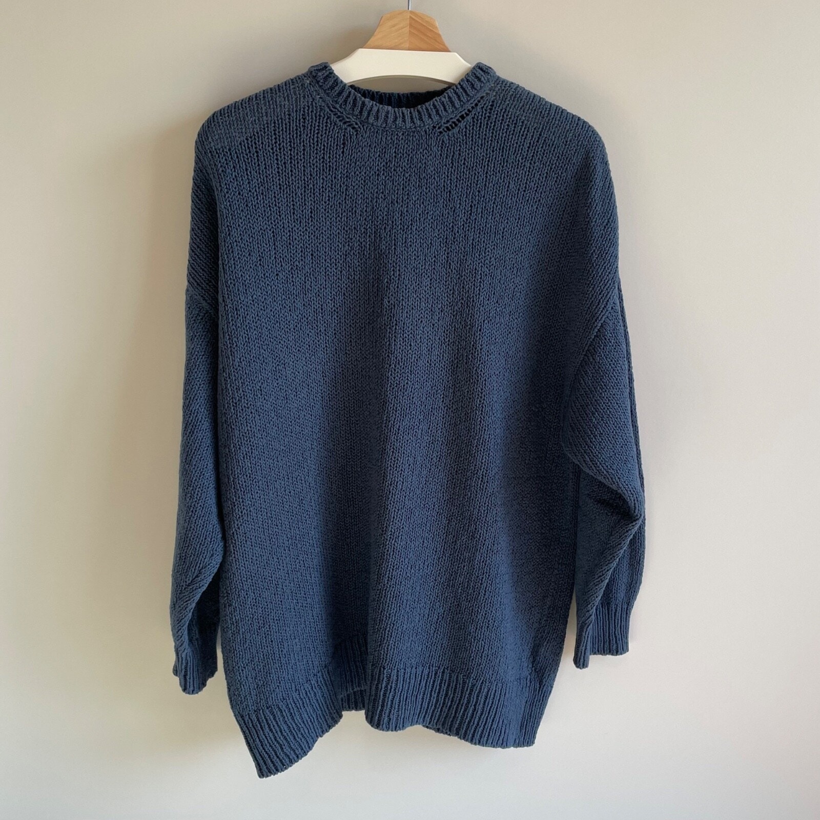 Jenni Kayne Cotton Tunic Sweater Womens Size S Blue Oversized Minimalist Elegant