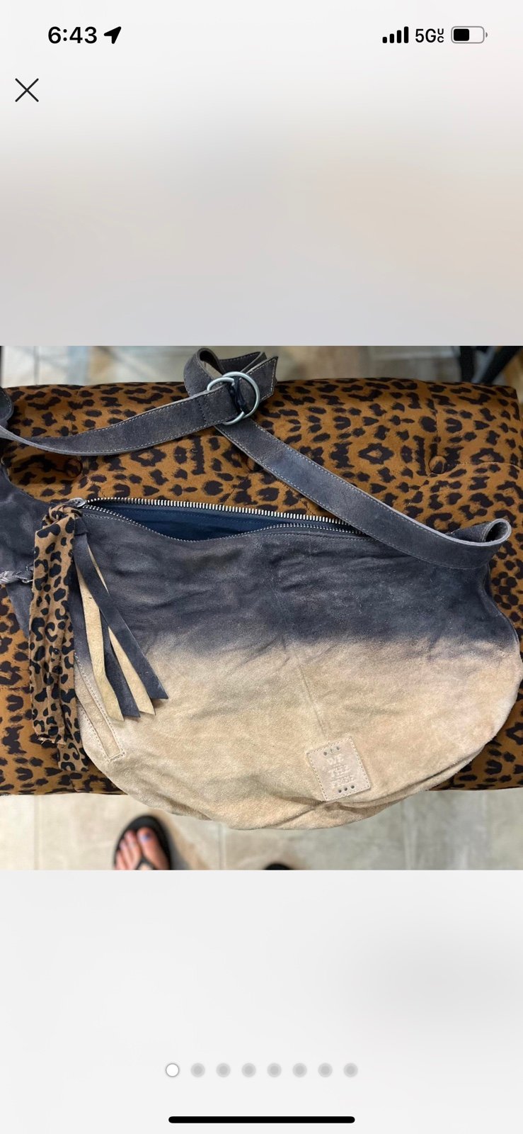 We The Free Women’s Sling Bag Reiss Suede Dip Dye Ombré Tan/blue Large NWOT