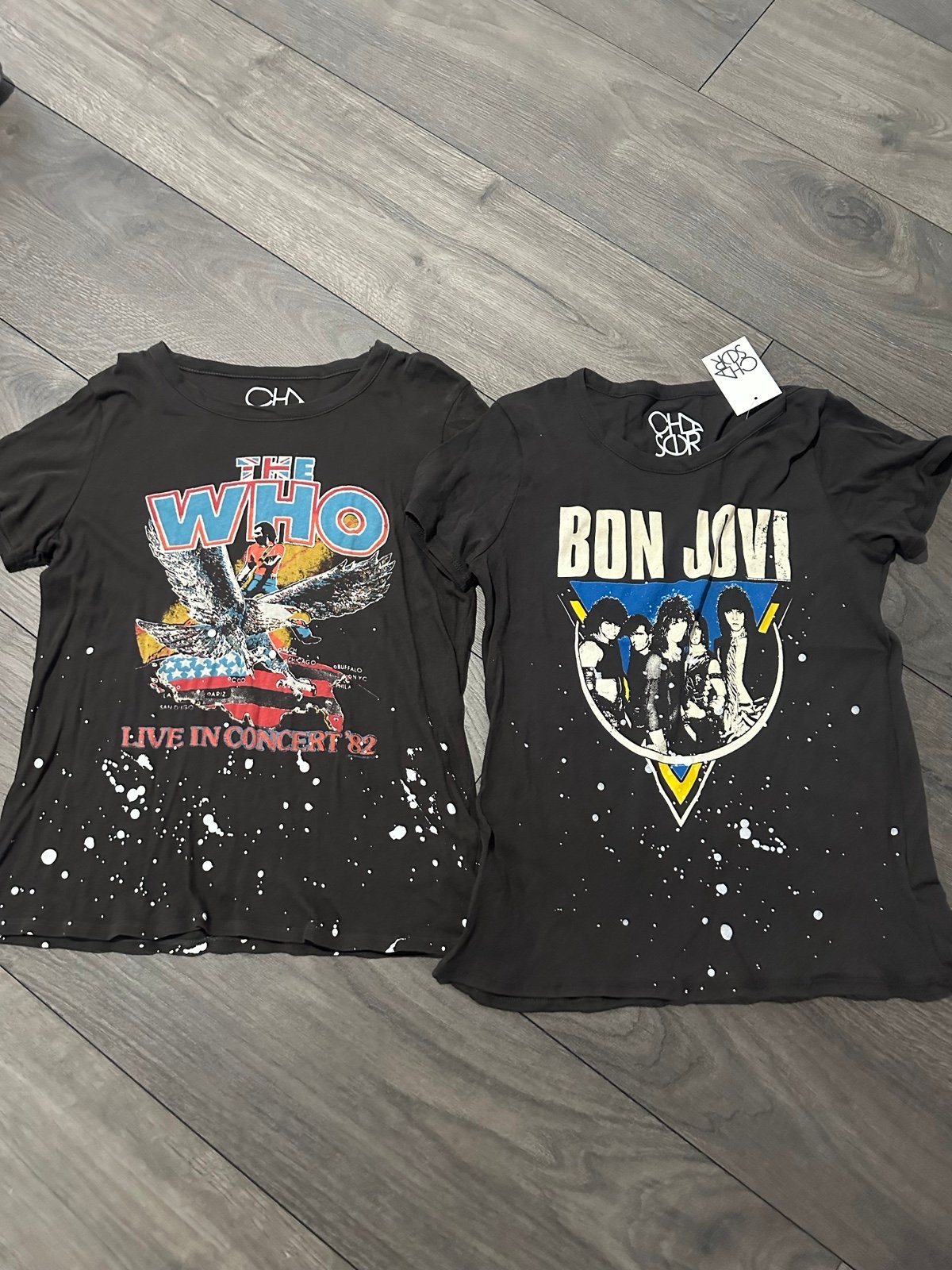 2 NWT Chaser Black The Who & BON JOVI Concert Band Tee NWT Size M