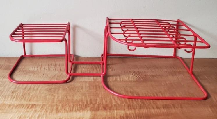 Vintage Red Dish Rack perfect for vintage cups