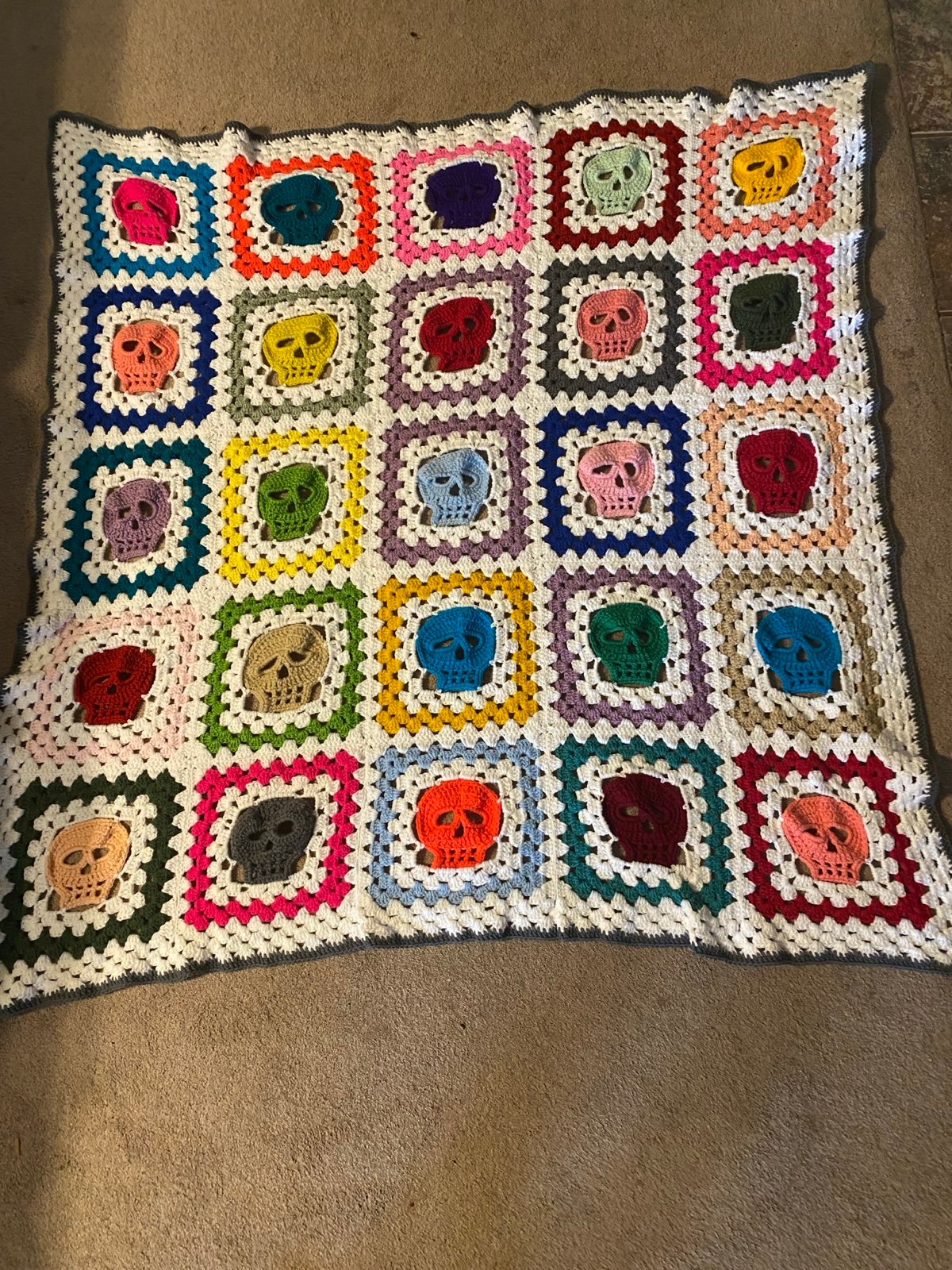 Skull Blanket Handmade Crochet