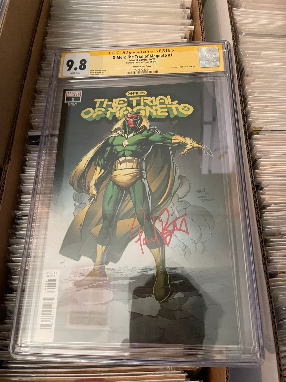 Xmen Trail of Magneto SS CGC 9.8 Vision Actor Paul Bettany signed