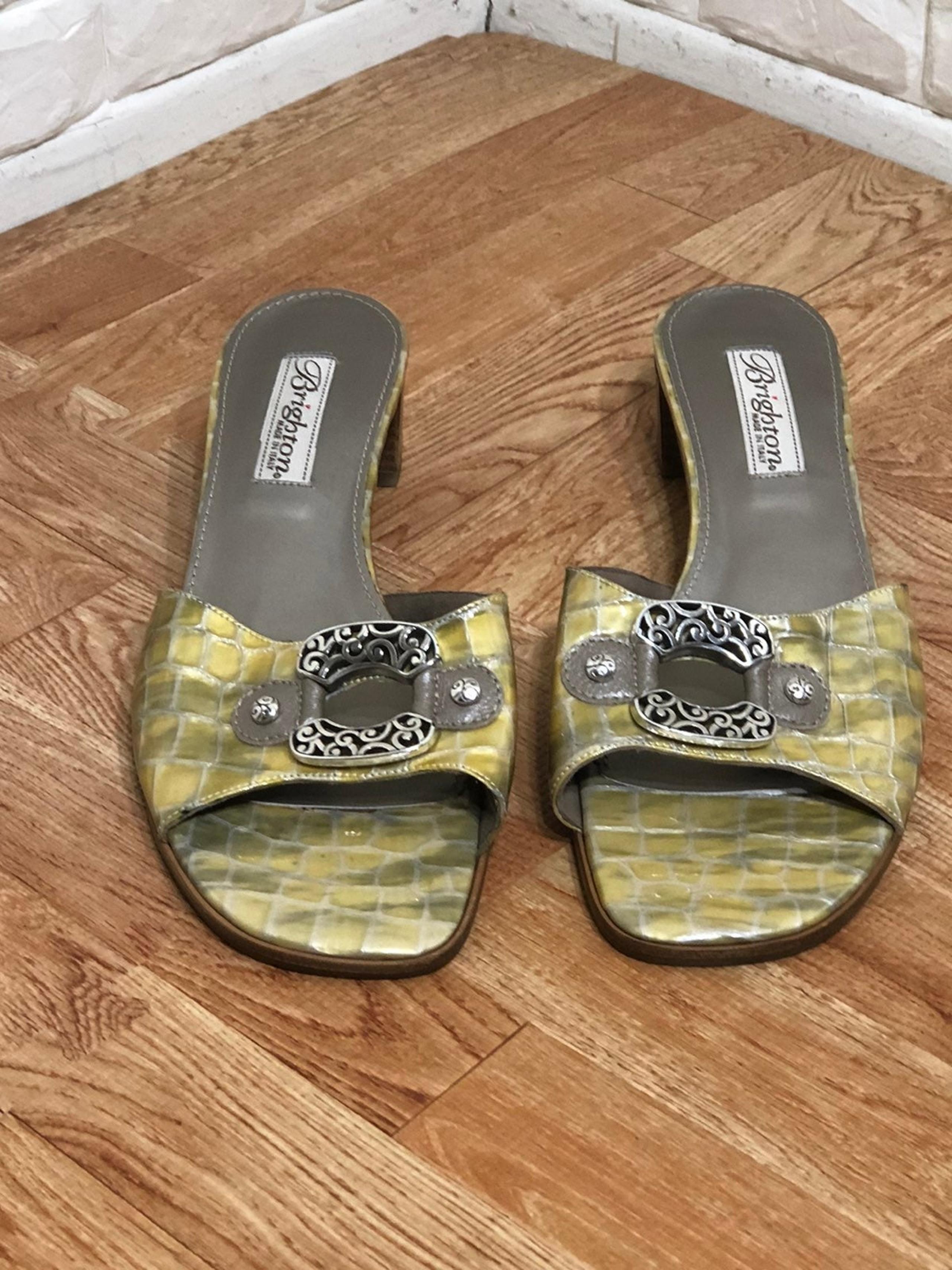 Brighton slip on heeled sandals