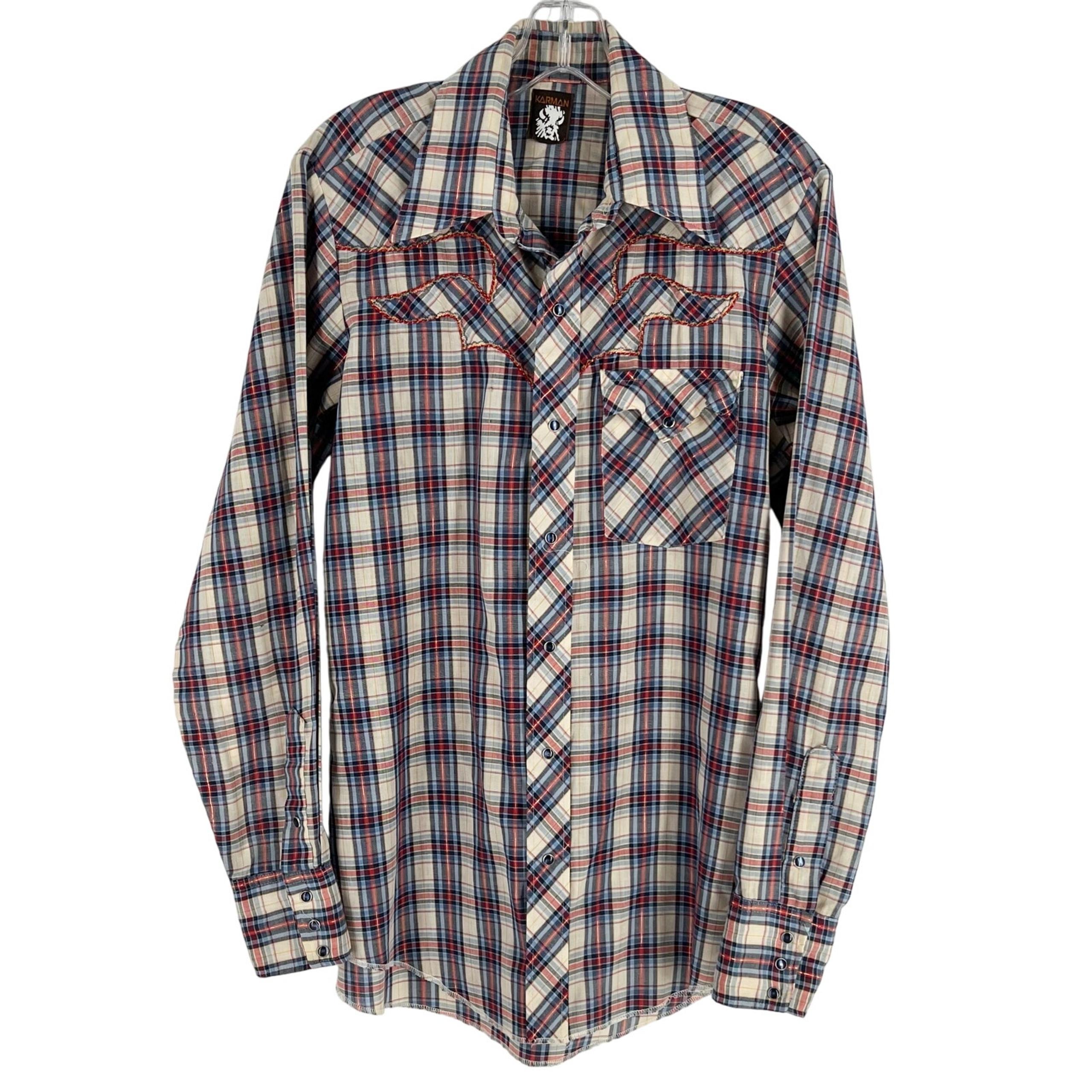 80s plaid western Pearl snap shirt 1980s vintage