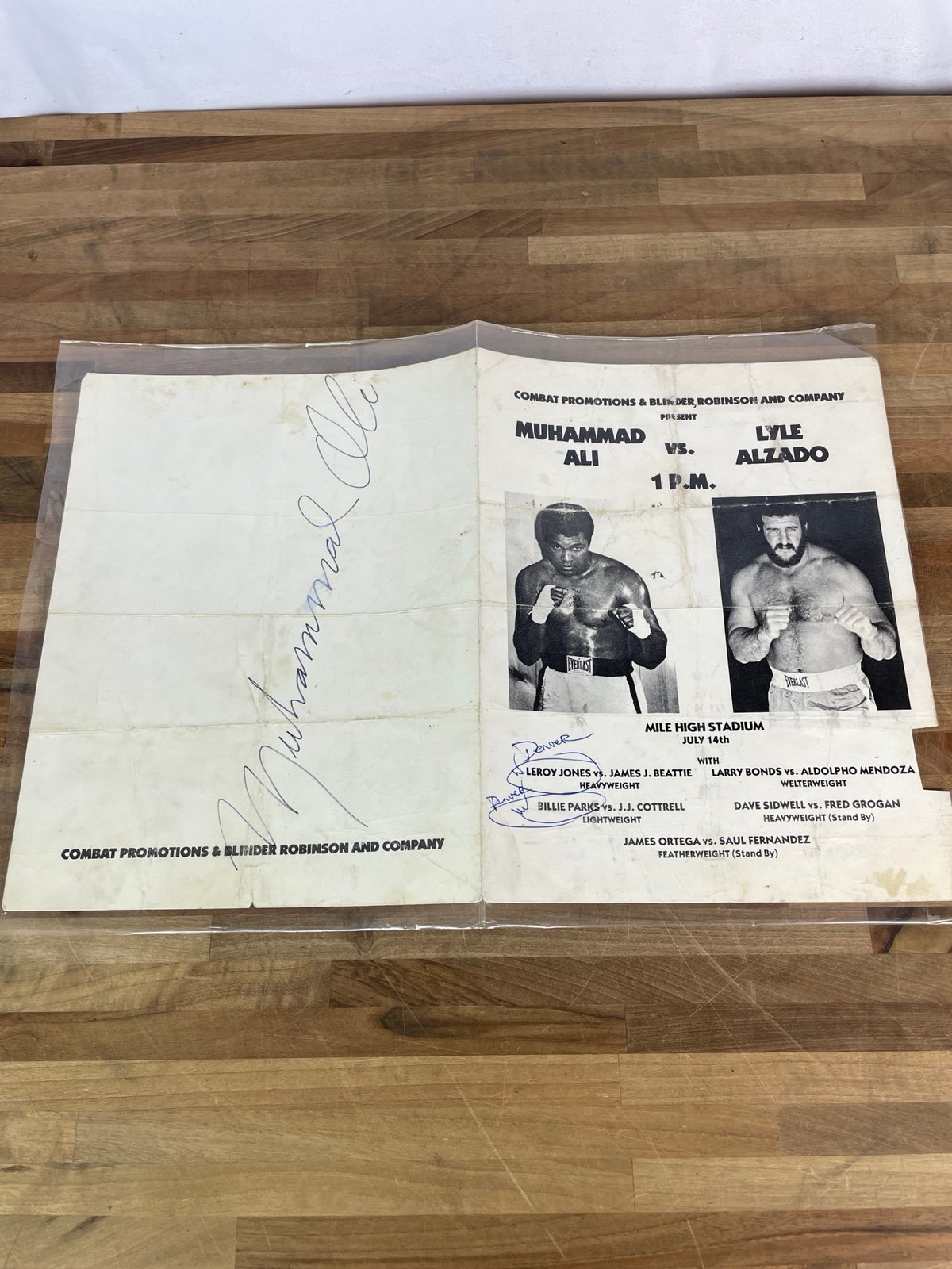 Signed Muhammad Ali Vs Lyle Alzado Fight Program July 14 1979 Mile High Stadium