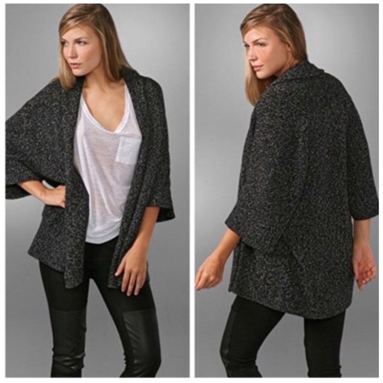 Theory Women's Chunky Knit 'Zuma Big Nickname' Cardigan Small Short Sleeve