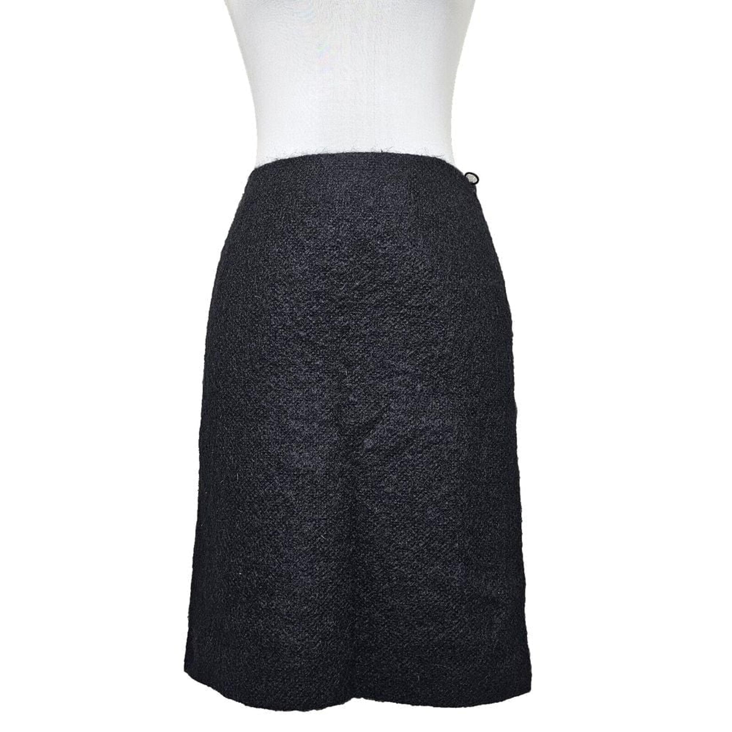 Moschino Italy US12 IT46 Black Wool Mohair Straight Skirt Career Below the Knee