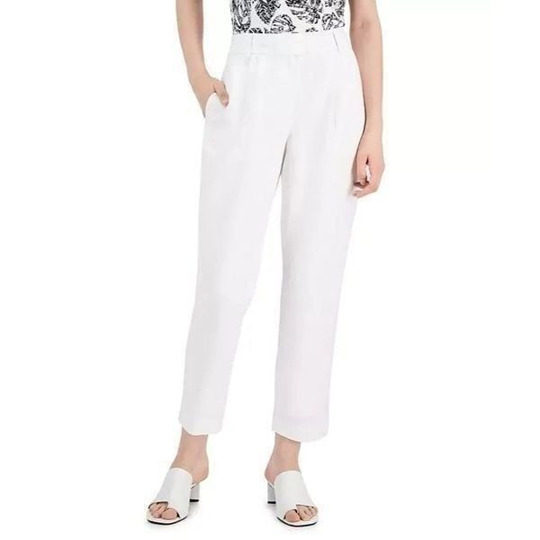 Alfani Linen Blend Tapered Leg Pants, Bright white, Sz. 10