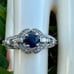 14k white gold Natural Blue Sapphire and Natural Diamond Vintage Ring