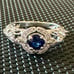 14k white gold Natural Blue Sapphire and Natural Diamond Vintage Ring