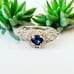 14k white gold Natural Blue Sapphire and Natural Diamond Vintage Ring