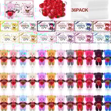 108 Pcs Valentine's Day Mini Plush Bear Gift Bulk Bear Toy With Heart Stress Bal