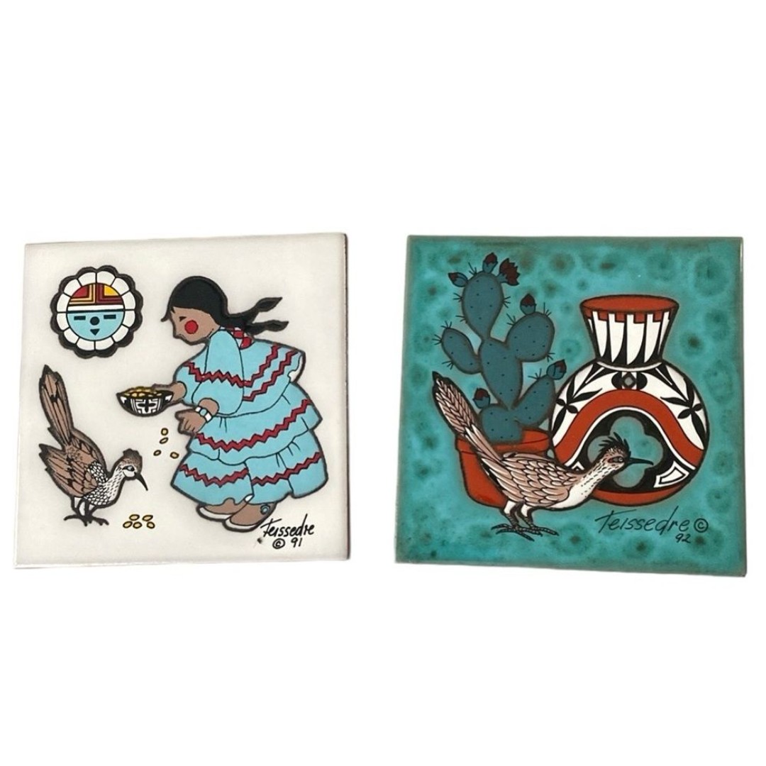 Cleo Teissedre Coaster Trivet Wall Decor Tile Ceramic Art 1991 1992