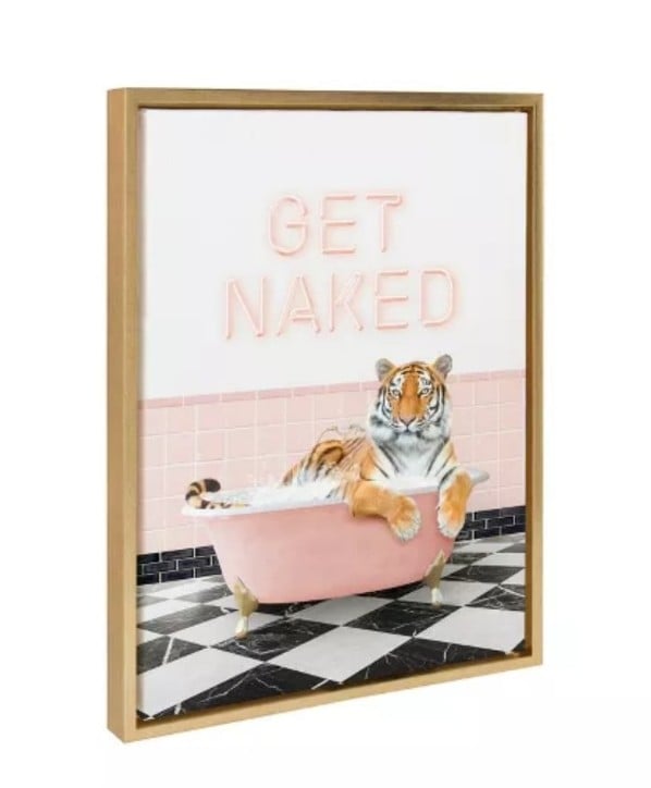 GET NAKED TIGER IN BATHTUB Wall Art