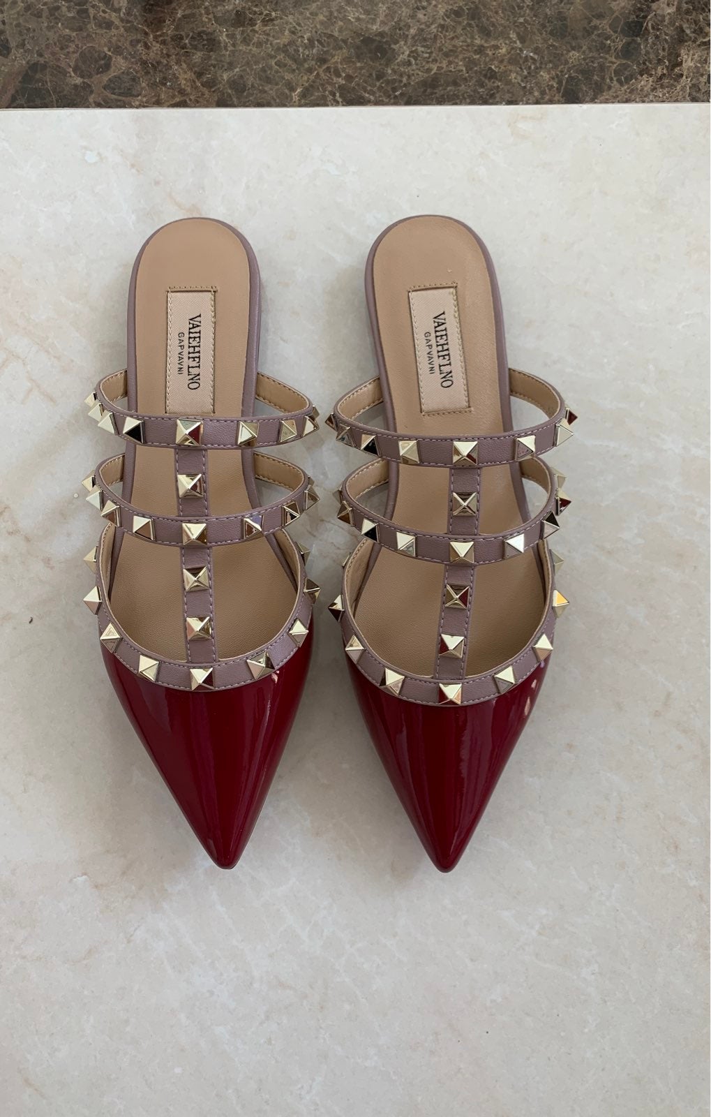 V Inspired Rockstud Flat Mules