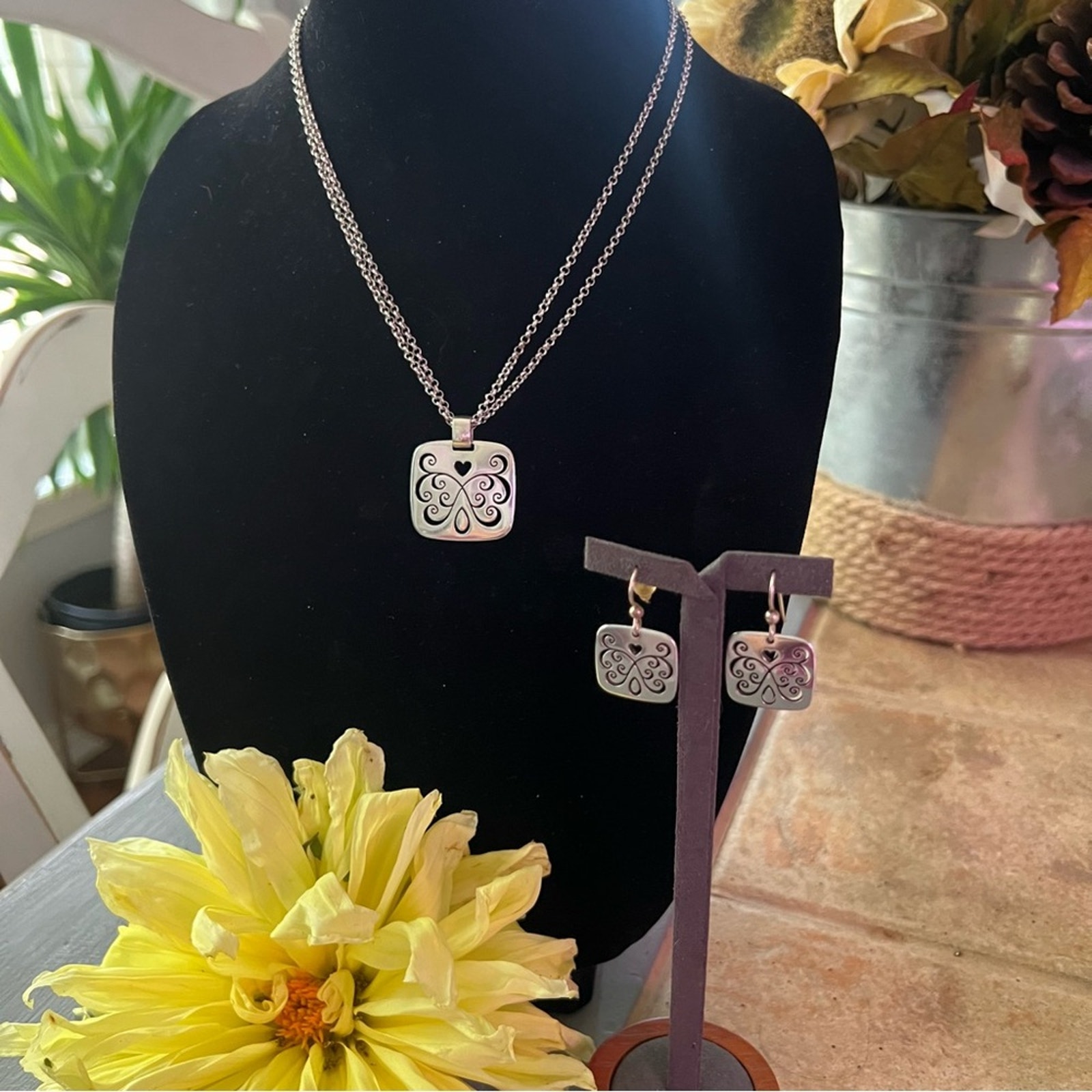 Brighton Double Strand Pendant Necklace & Earrings Set